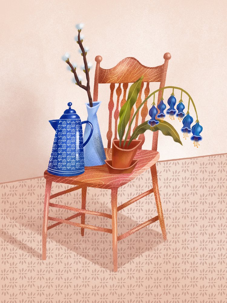 Silla «Naturaleza muerta azul» de Olga Skomorokhova