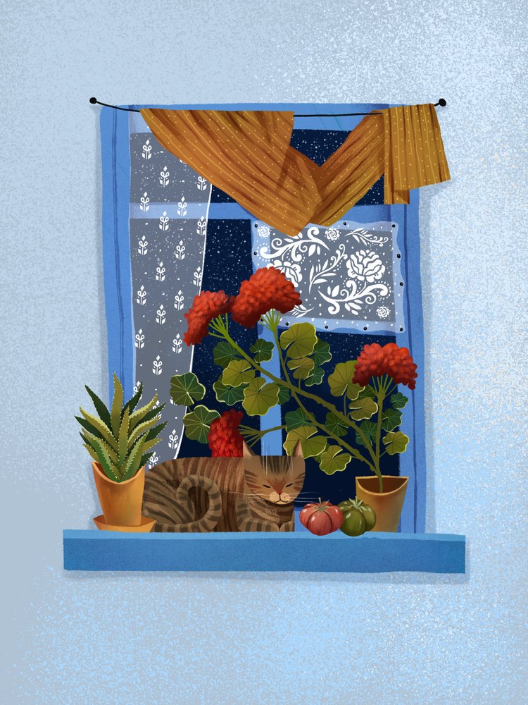 Ventana acogedora para gatos de Olga Skomorokhova