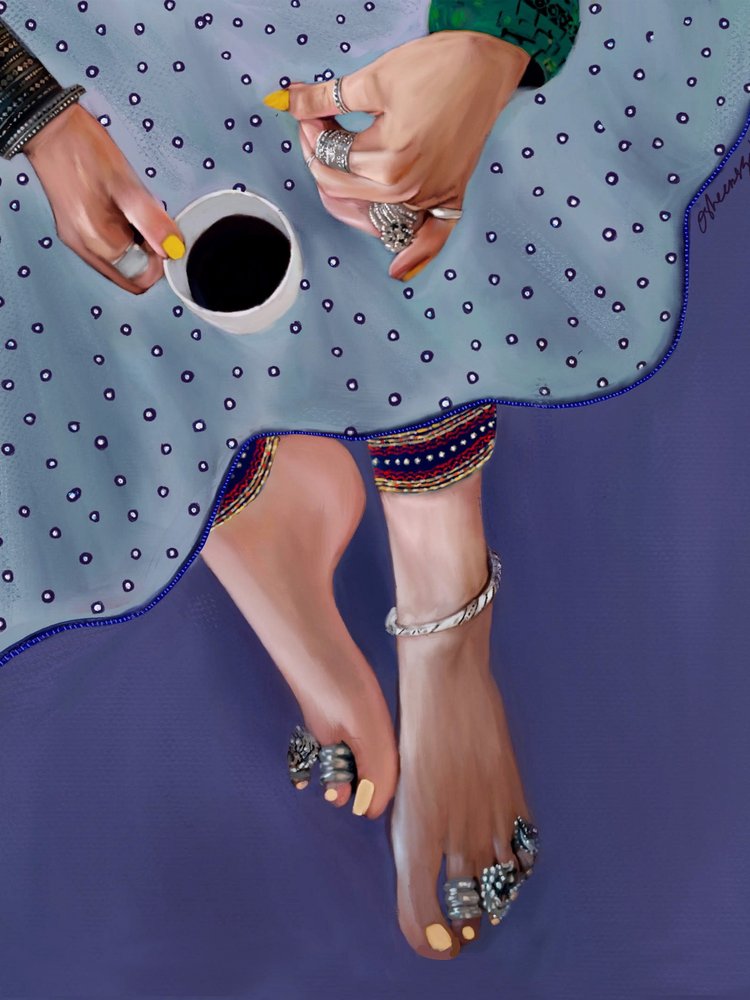 Momento de café bohemio de Osheensgallery