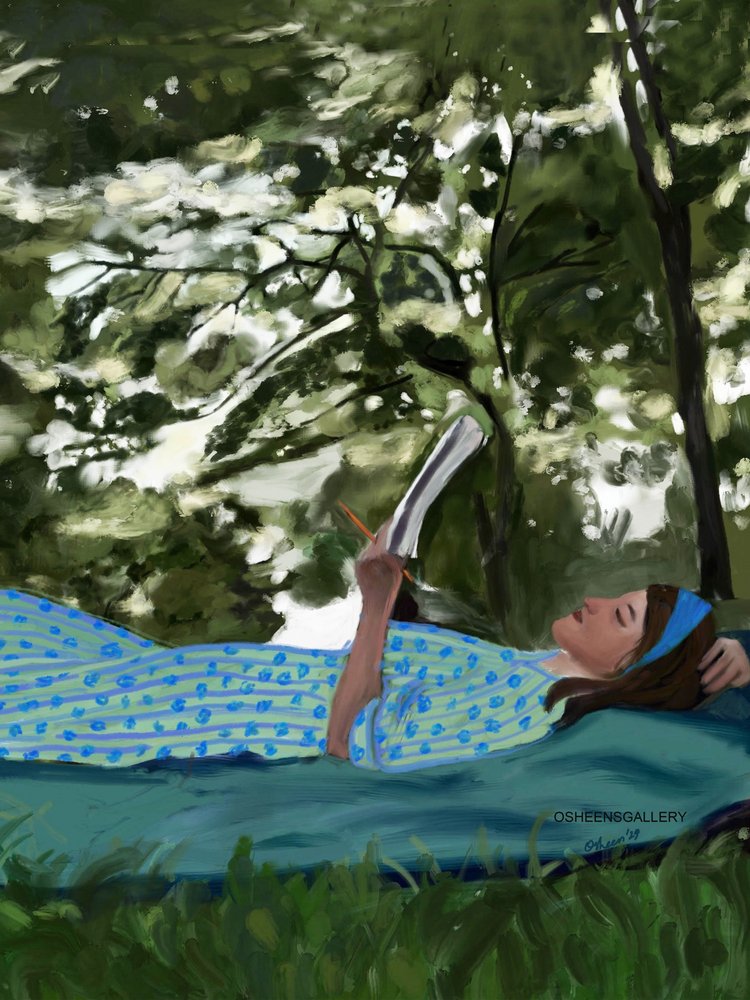 Lectura tranquila al aire libre de Osheensgallery