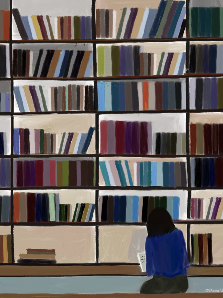 Lectura tranquila en la biblioteca de Osheensgallery