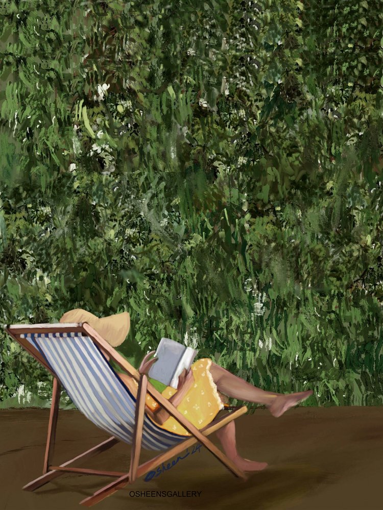 Leyendo en el jardín de Osheensgallery