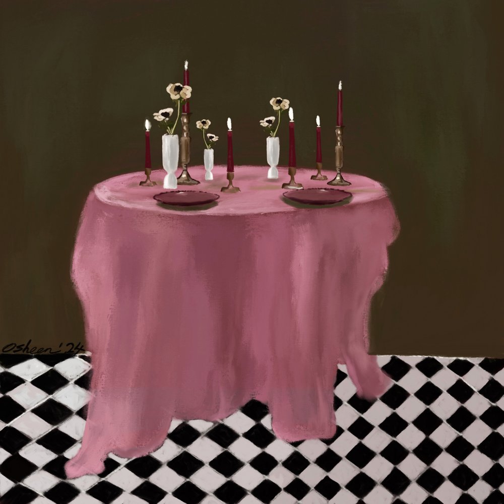 Mesa románticamente puesta de Osheensgallery