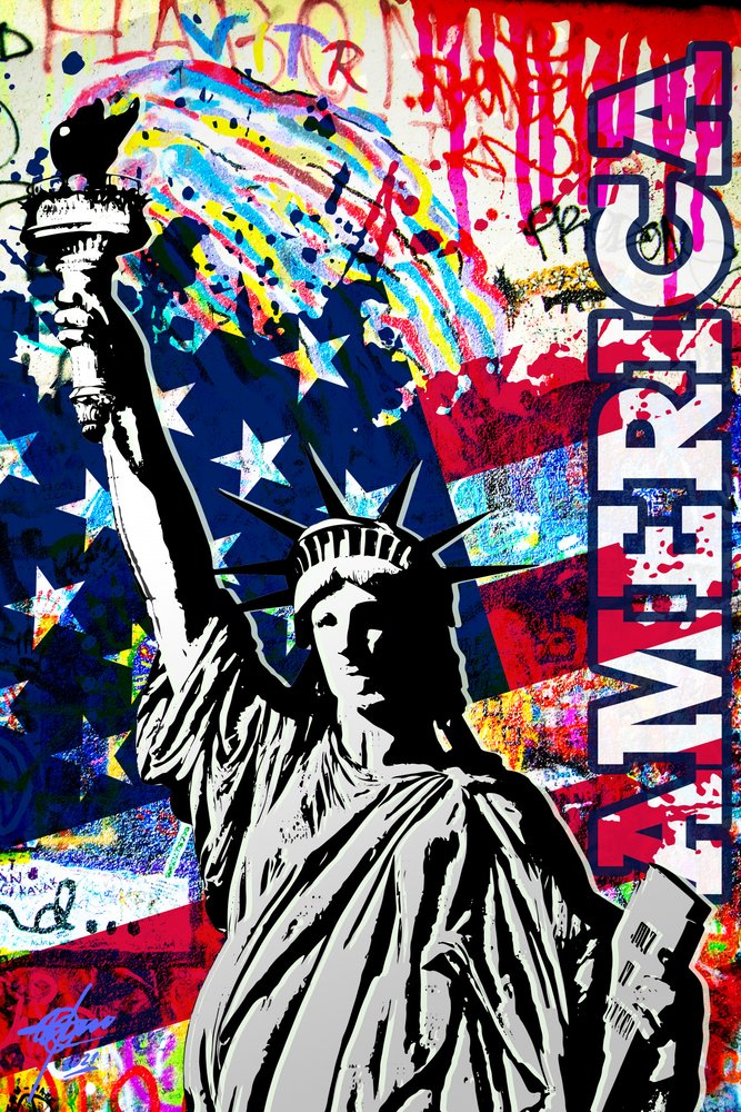 Graffiti de la libertad estadounidense de Osvaldo Russo