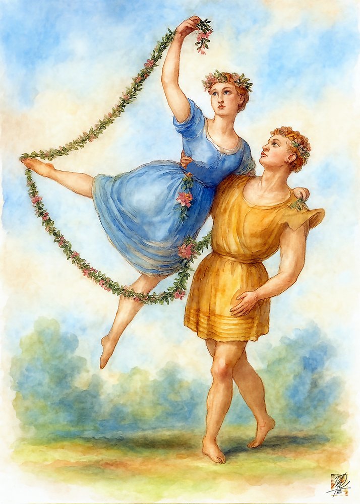 Pareja bailando en primavera de Osvaldo Russo