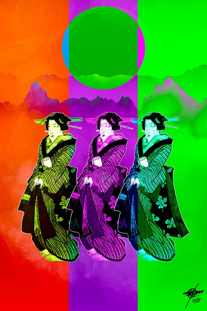Trío de geishas del Pop Art de Osvaldo Russo