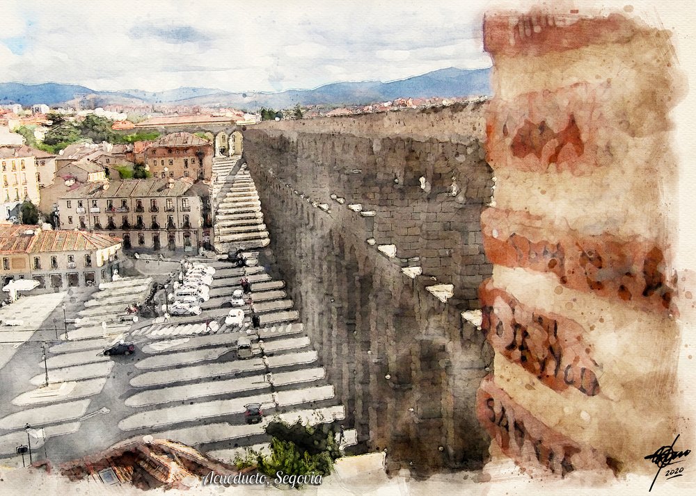 Ciudad del acueducto romano de Segovia de Osvaldo Russo