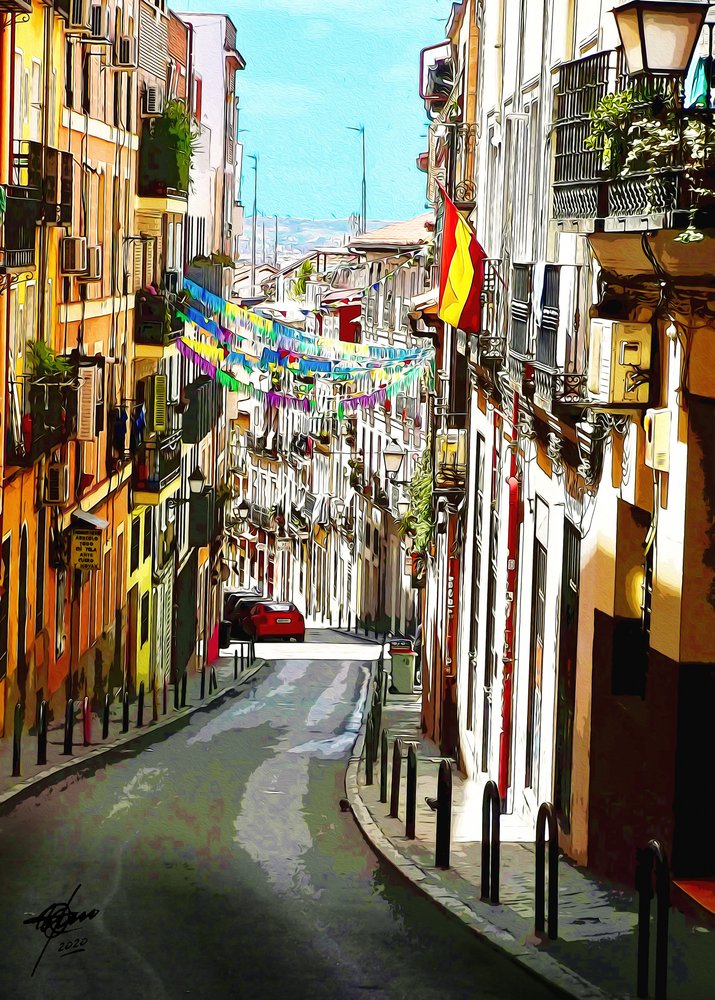 Una animada calle española de Osvaldo Russo