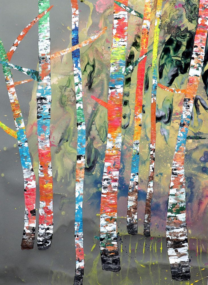 Bosque de abedules colorido de Poonam Choudhary