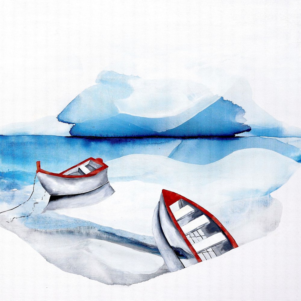 Barcos rojos, lago azul de Poonam Choudhary