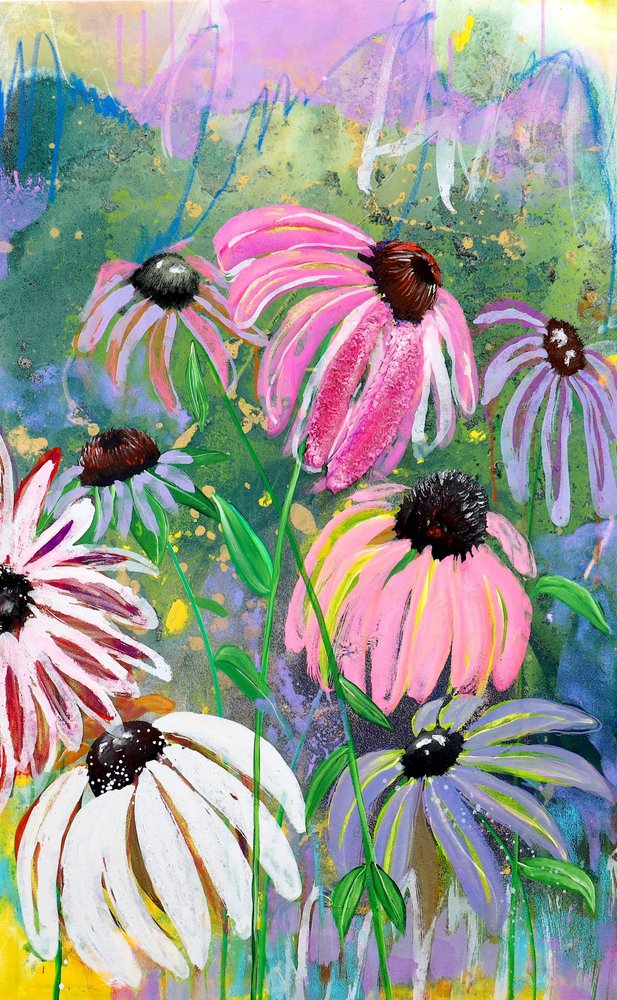 Un jardín lleno de colorido con equináceas de Poonam Choudhary