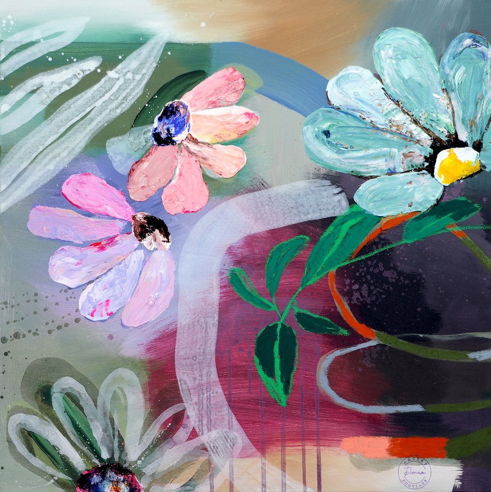 Flores de vivos colores con estilo pictórico de Poonam Choudhary