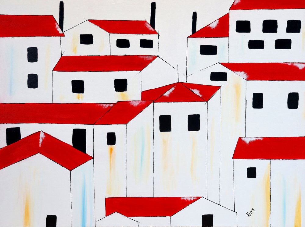Casas blancas con tejados rojos de Poonam Choudhary