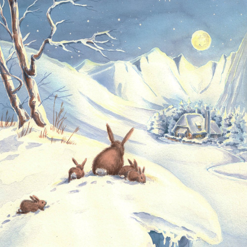Conejos de invierno a la luz de la luna de Renate Holzner