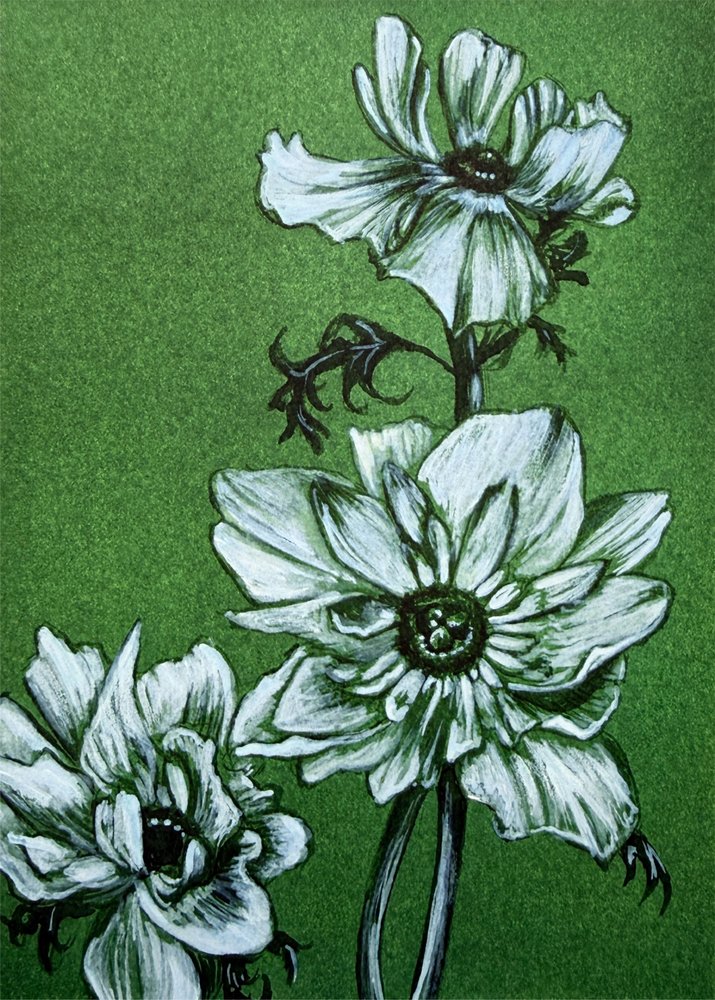 Inquietantes flores verdes de Renee Machan Cottagecore Artist