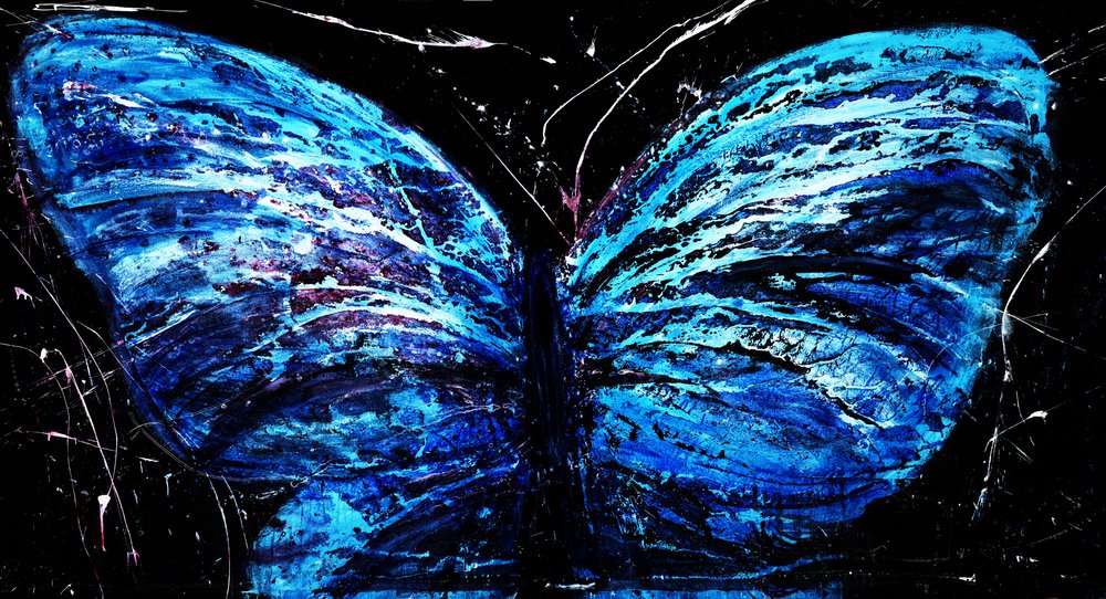 Mariposa azul brillante de RodMacIver