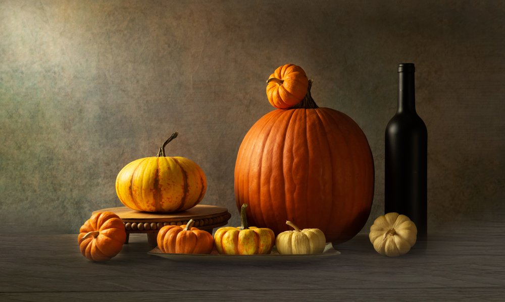 Calabazas de la cosecha de otoño de Rong Wei