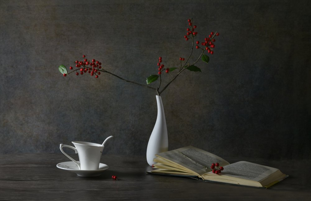 Naturaleza muerta de lectura acogedora de Rong Wei