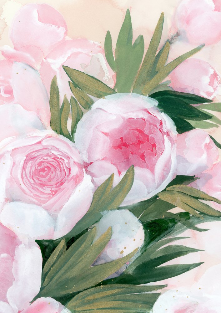 Flores de peonía rosa de Rosana Laiz Blursbyai