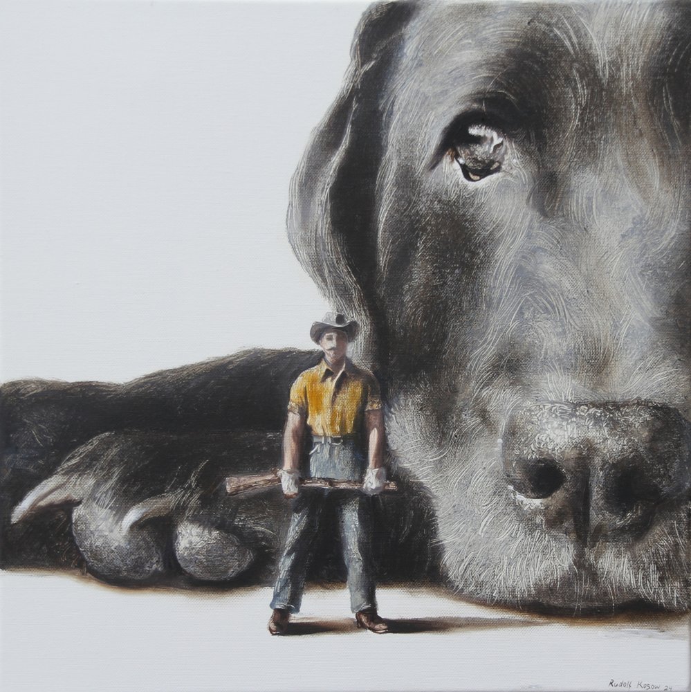 Cazador y perro gigante de Rudolf Kosow