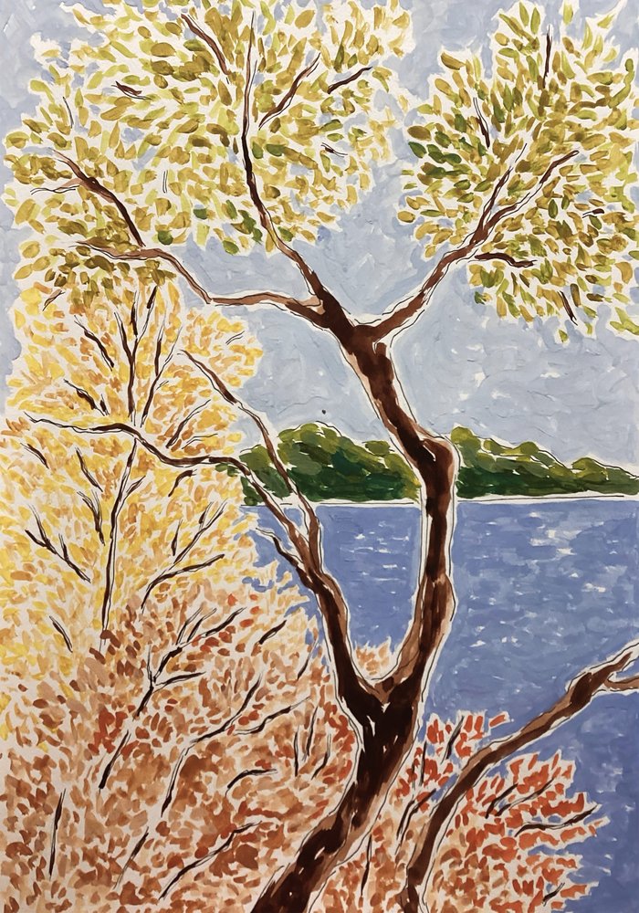 Paisaje otoñal del lago de Rushati Chowdhury