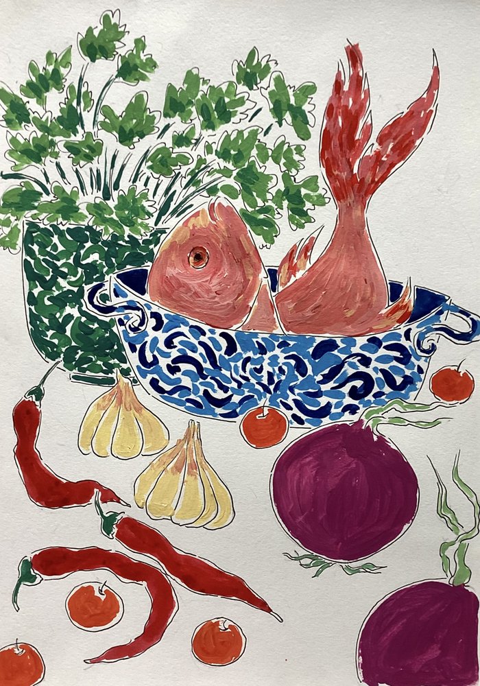 Pescado fresco y verduras de Rushati Chowdhury