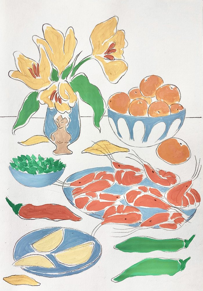 Flores frescas y festín de Rushati Chowdhury