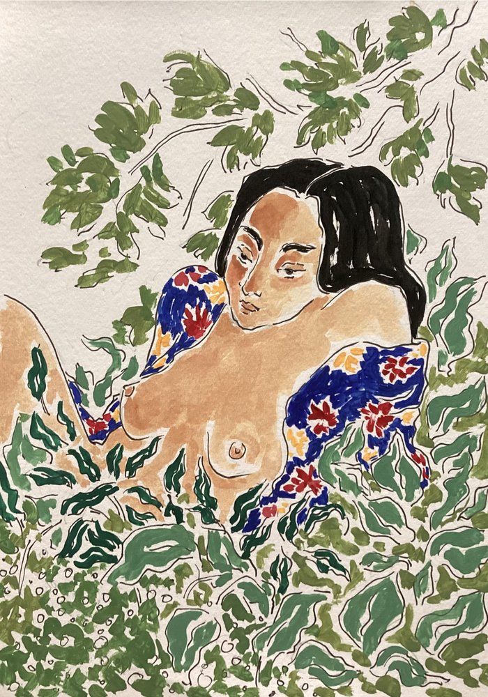 Mujer entre el follaje de Rushati Chowdhury