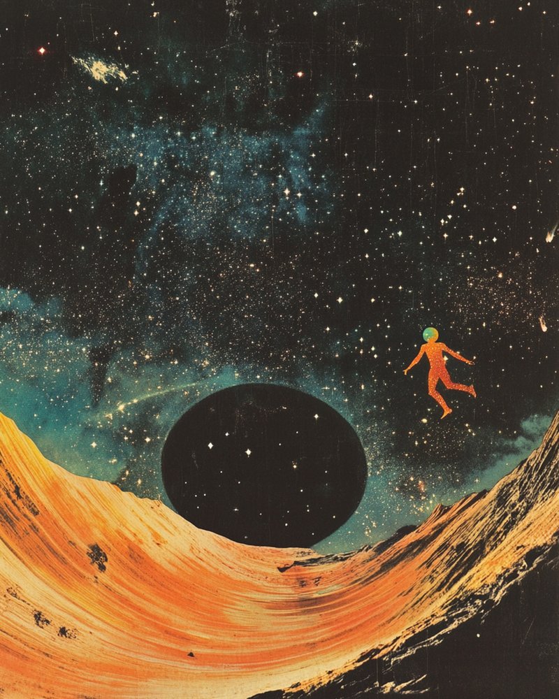 Astronauta flotando en un planeta desértico de Samantha Hearn