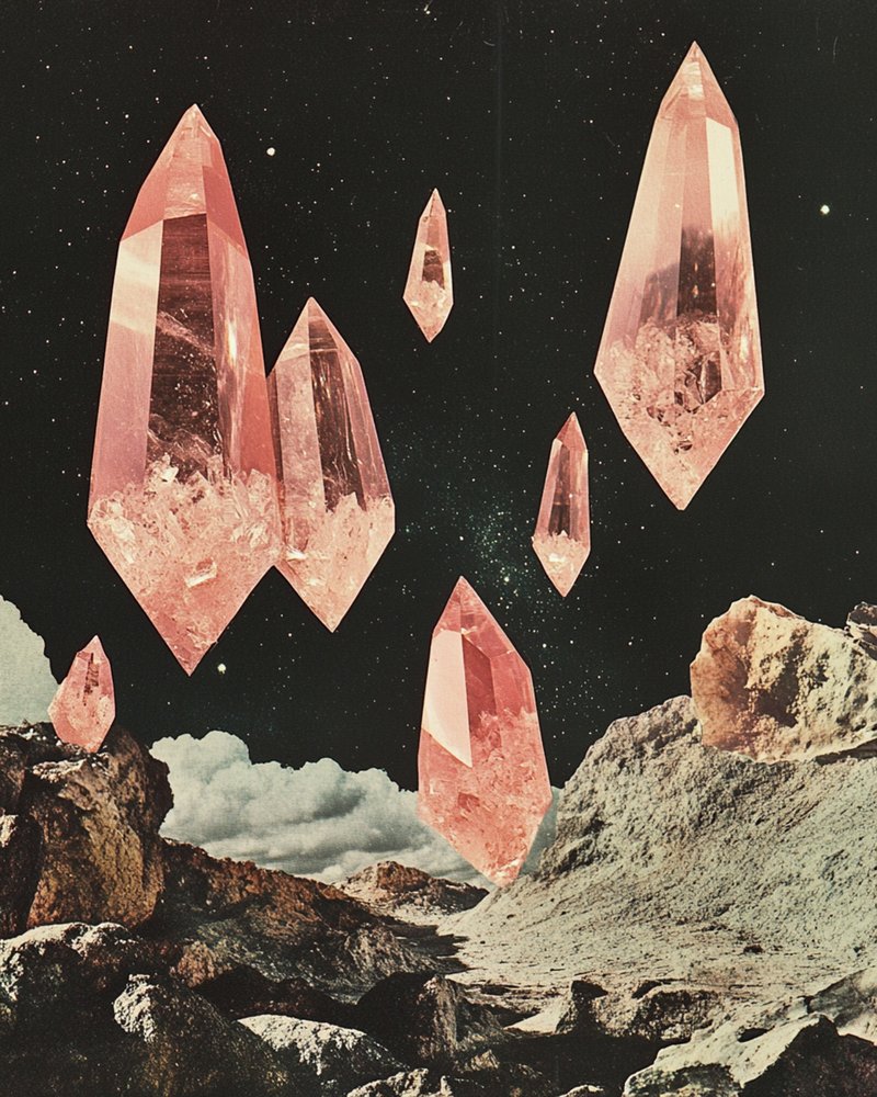 Paisaje espacial de cristales rosas de Samantha Hearn