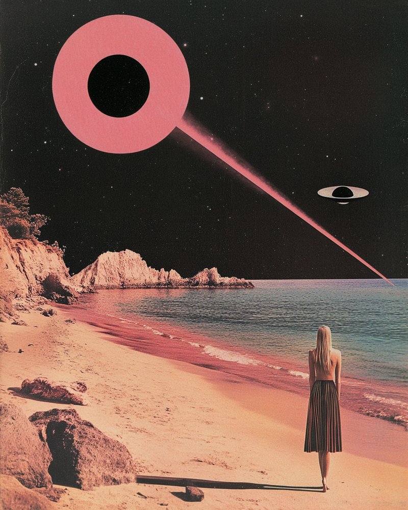 Noche rosa en la playa de UFO de Samantha Hearn