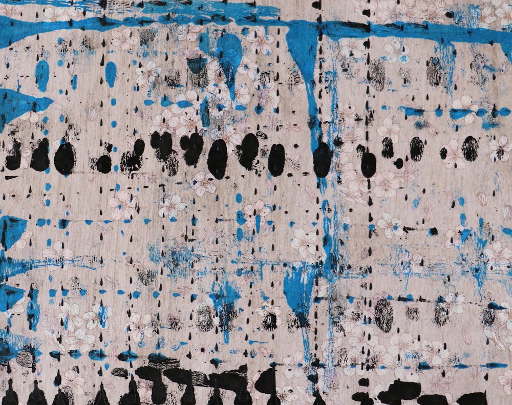 Goteos florales abstractos azules de Santhosh ch