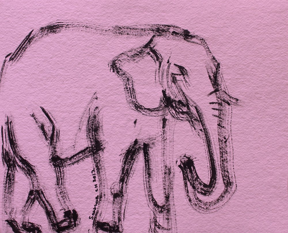 Elefante rosa abstracto de Santhosh ch