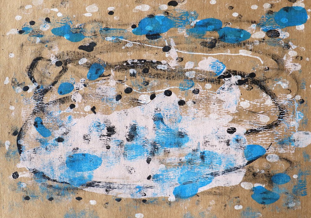 Salpicaduras abstractas azules y blancas de Santhosh ch