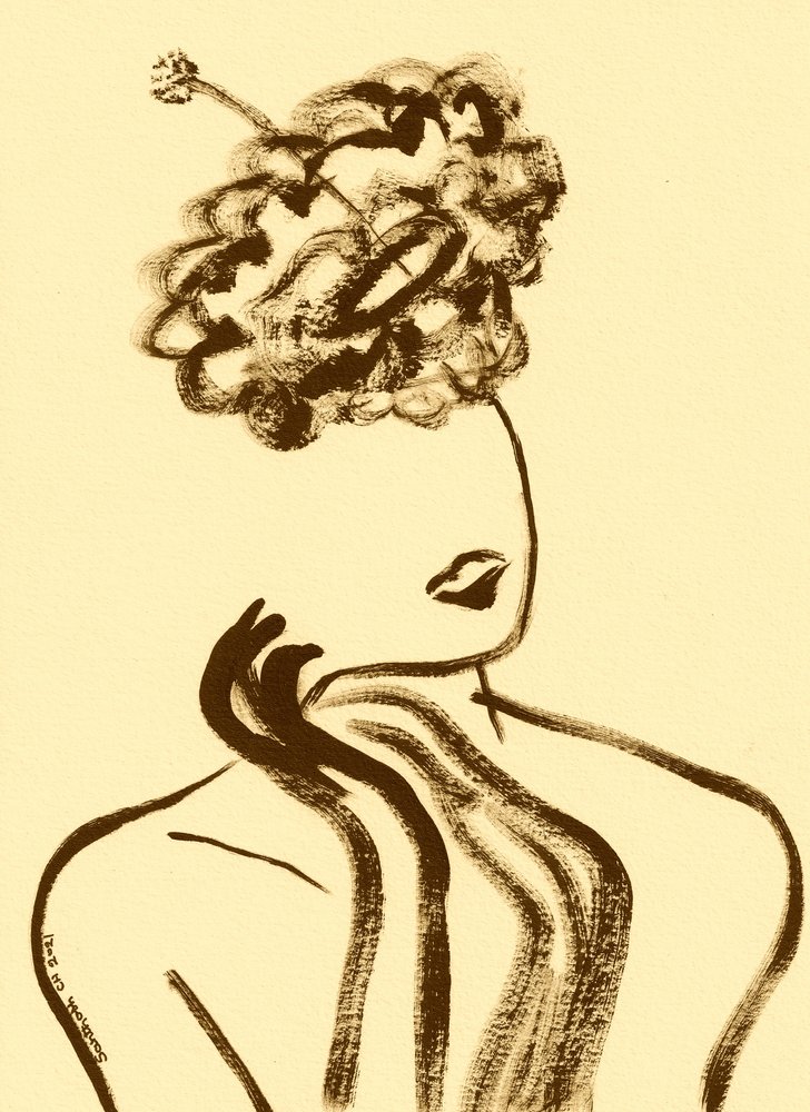 Elegante perfil de mujer de cabello rizado de Santhosh ch