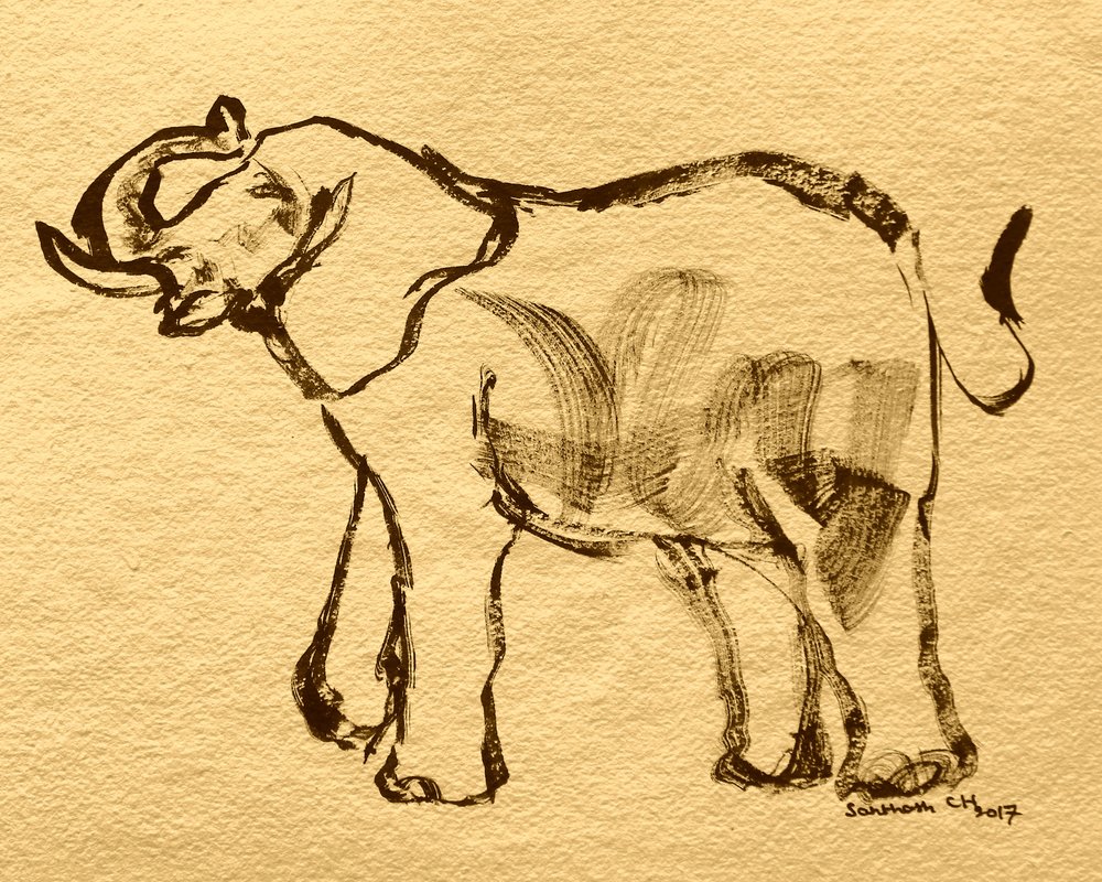 Dibujo expresivo de elefante de Santhosh ch