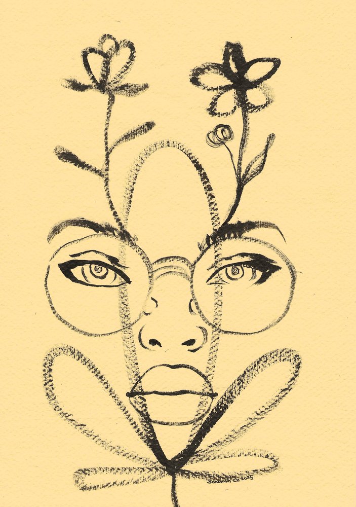 Dibujo de un rostro floral de Santhosh ch