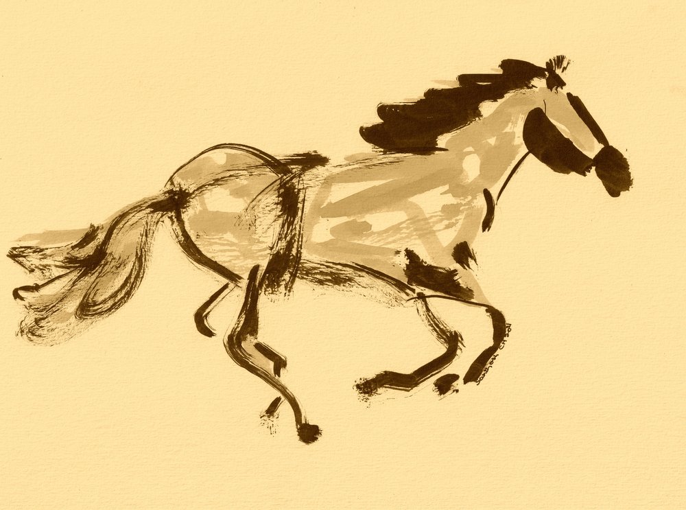 Caballo sepia al galope de Santhosh ch