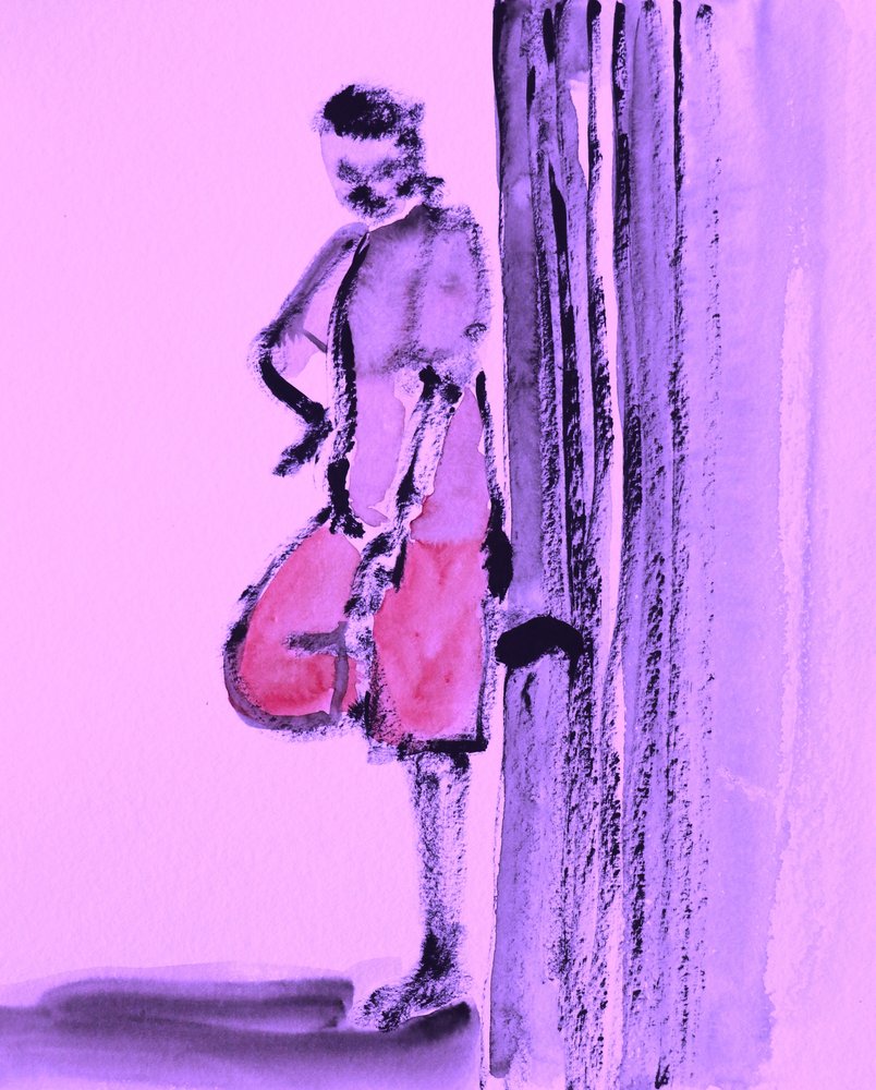 Figura morada inclinada de Santhosh ch