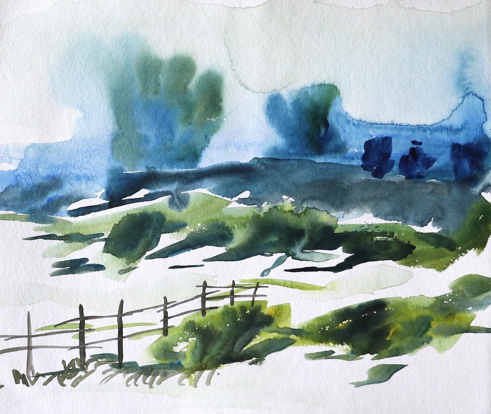 Paisaje rural brumoso de Santhosh ch