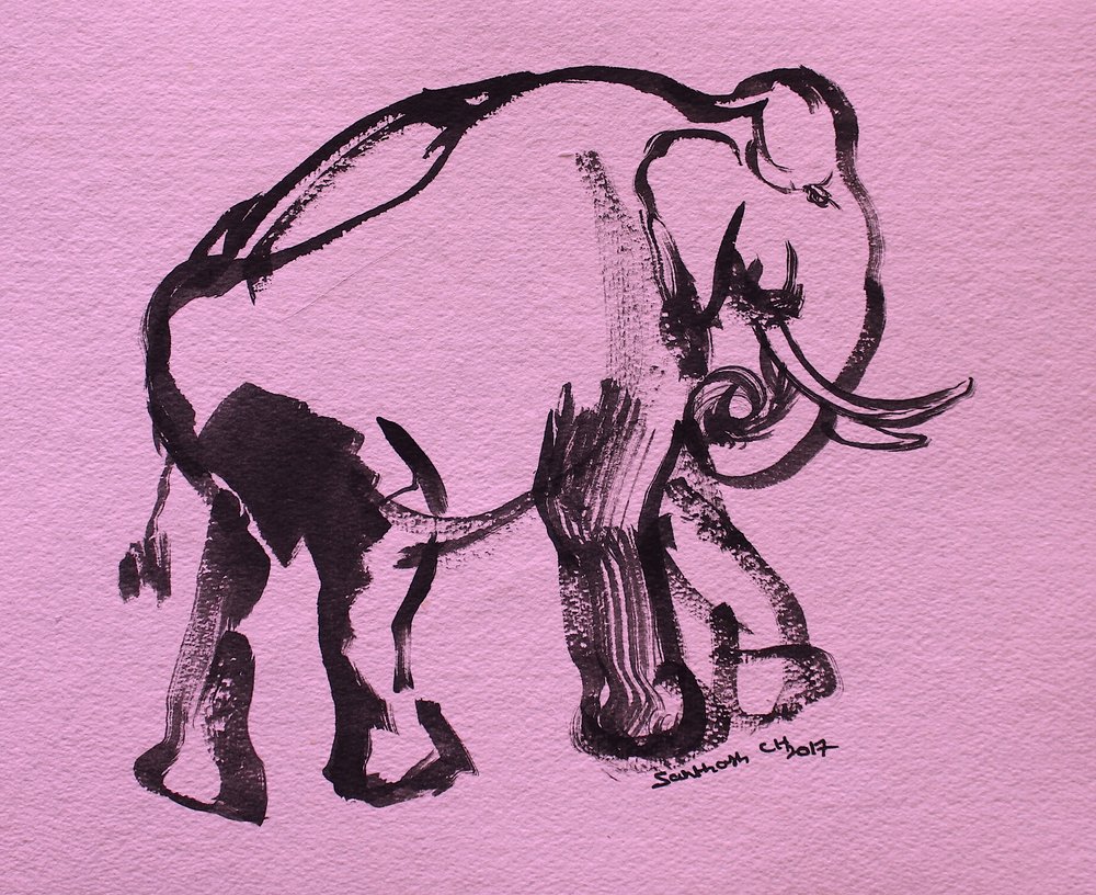 Pincelada de elefante rosa de Santhosh ch