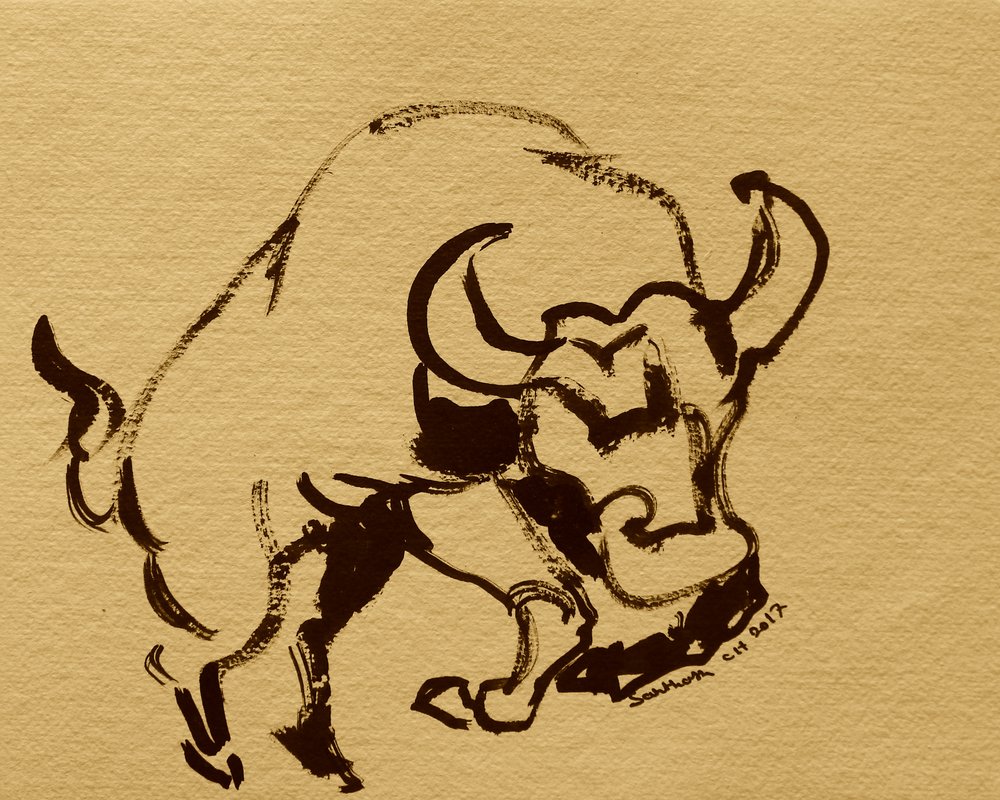 Poderoso búfalo a tinta de Santhosh ch