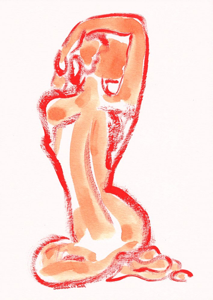 Estudio sensual de una figura roja de Santhosh ch