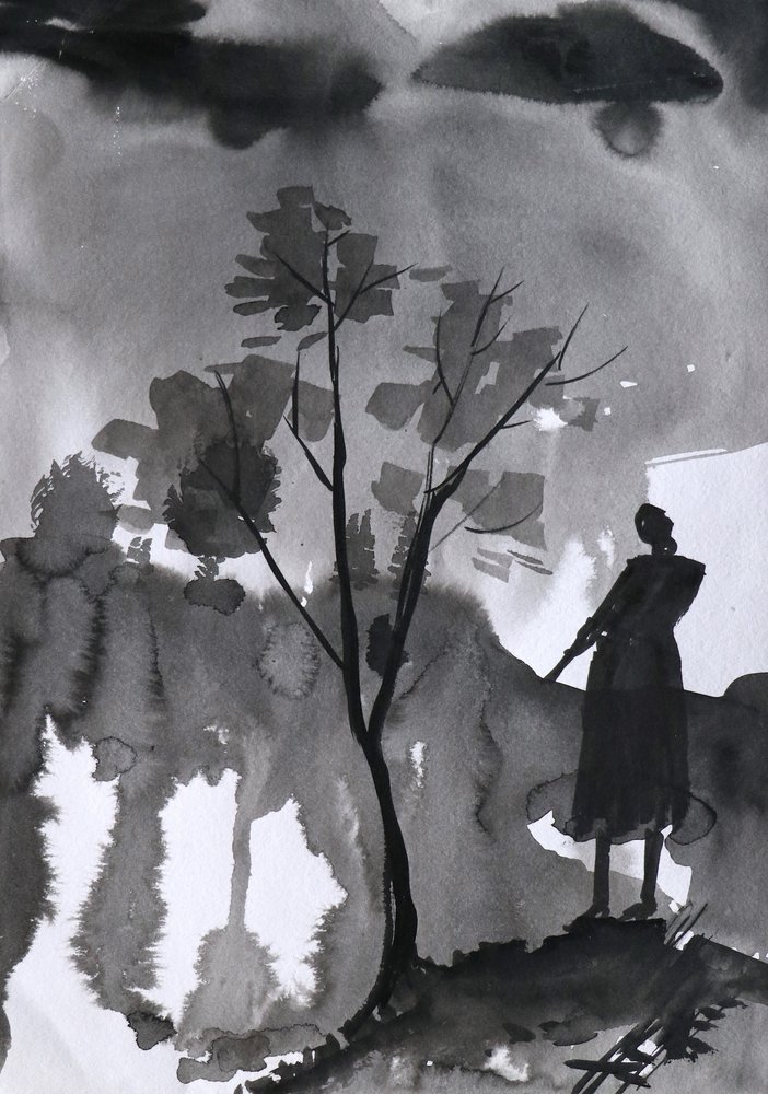 Figura solitaria, cielo oscuro de Santhosh ch