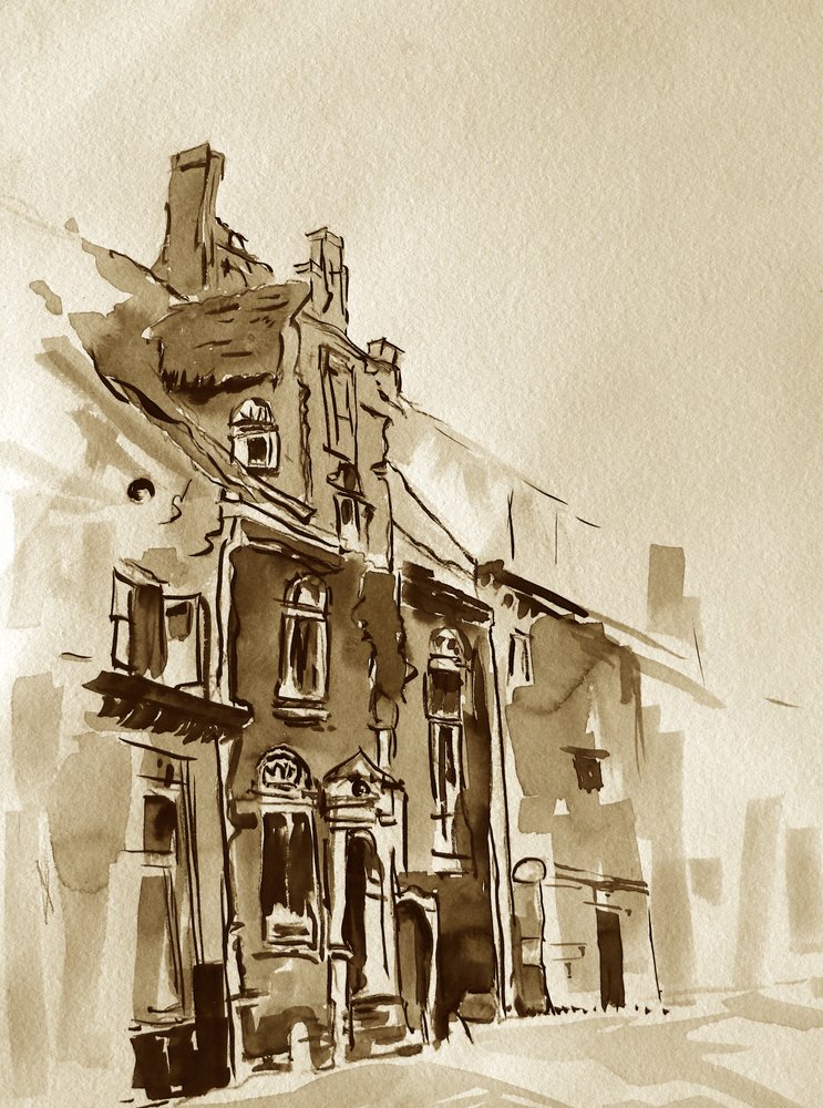 Edificio urbano sepia vintage de Santhosh ch