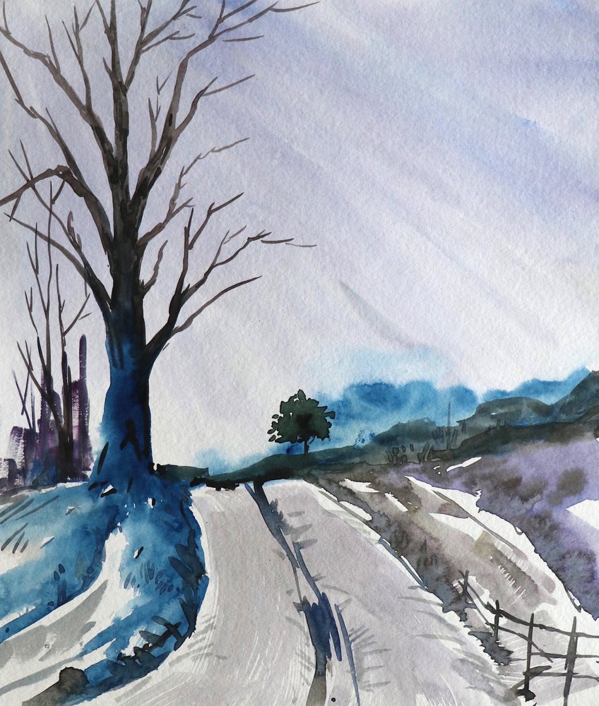 Carretera sinuosa y nevada de Santhosh ch
