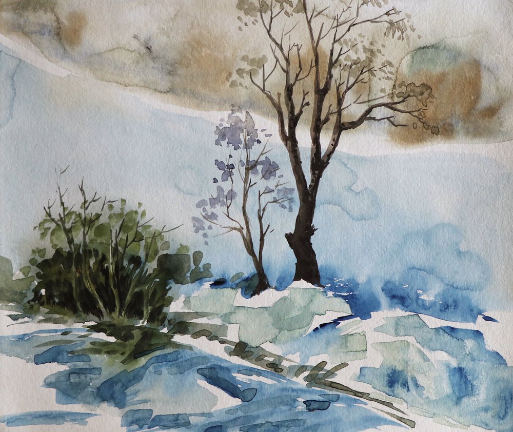 La serenidad del río en invierno de Santhosh ch