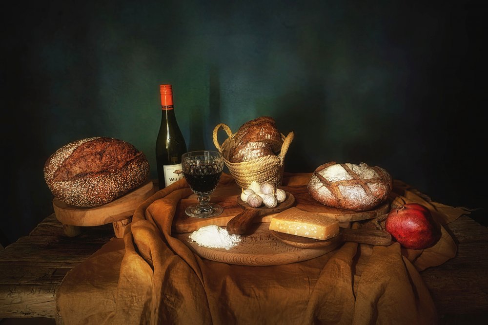 Pan rústico y vino de Saskia Dingemans