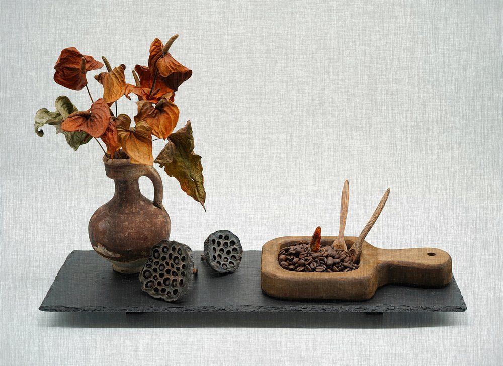 Naturaleza muerta rústica con café de Saskia Dingemans