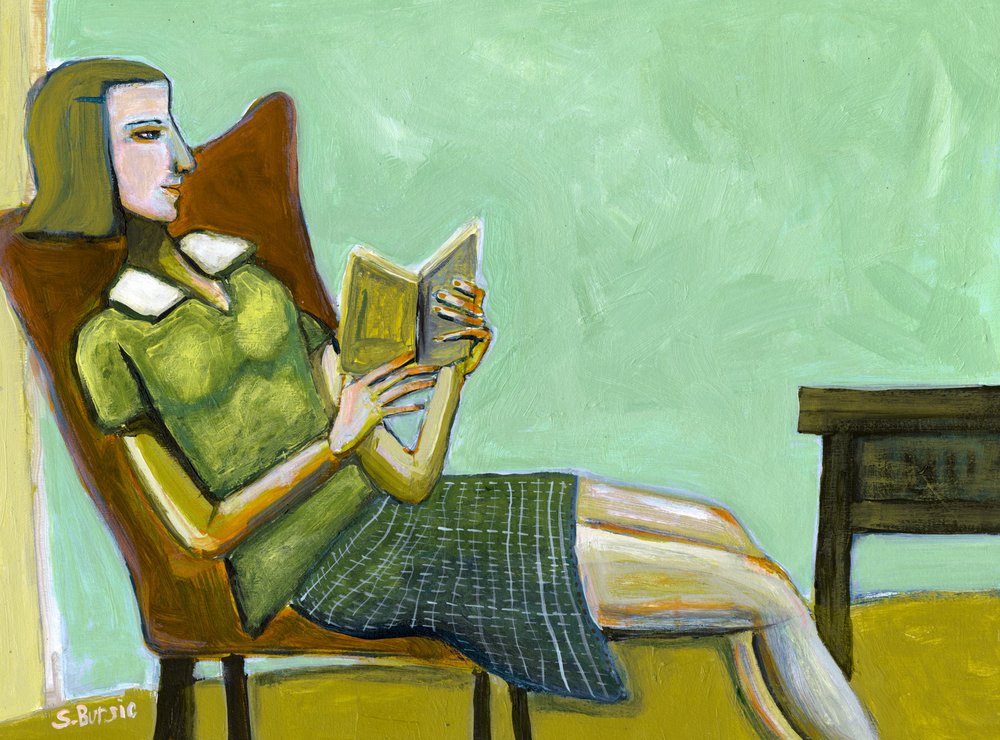 Mujer leyendo en silencio de Sharyn Bursic